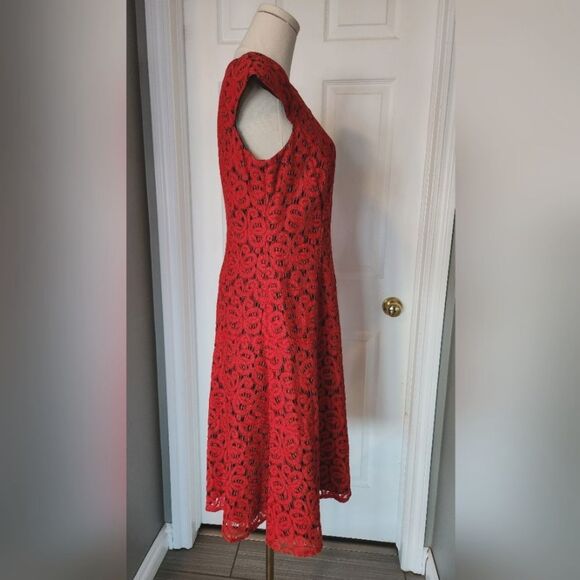Anne Klein Red/Orange Lace Dress - Picture 5 of 8